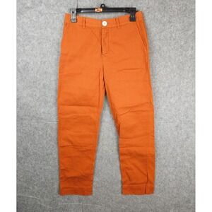 KowTow Pants Women's XS (Fits 28 x 27) Orange Waffle Knit Textured Cotton Button